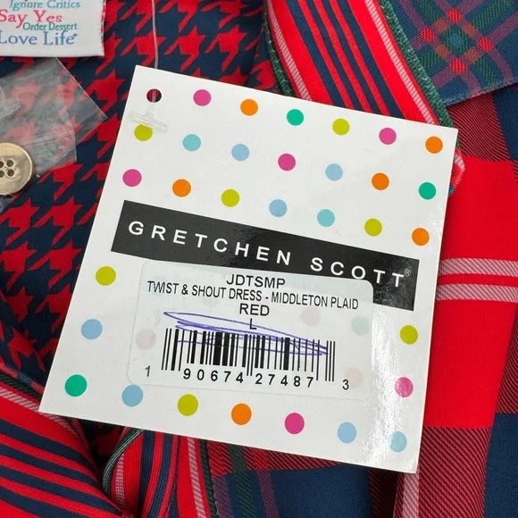 Gretchen Scott Designs Red and Blue Plaid Long Sleeve Dress - Picture 8 of 16